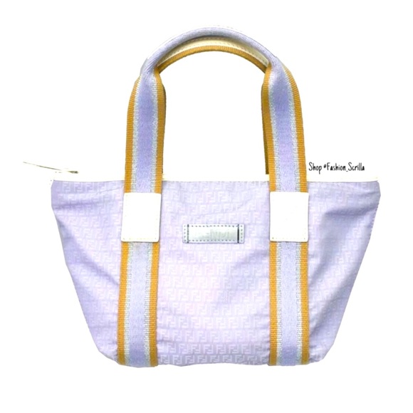 Fendi Vintage Pastel Lavender FF Monogram Zucca Canvas Y2K Mini Logo Mini bag - Picture 11 of 11